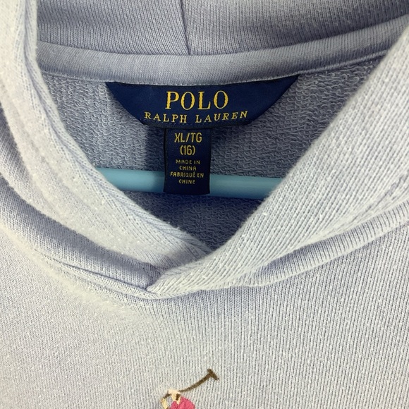 Polo Ralph Lauren Big Pony Sky Blue  Womens Hoodie Sz 16 - Picture 4 of 13